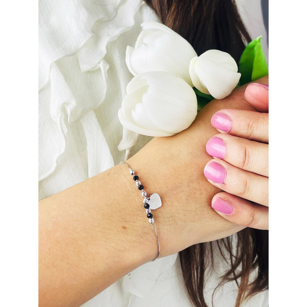 Herz Armband 925 Silber mit Spinel Damen