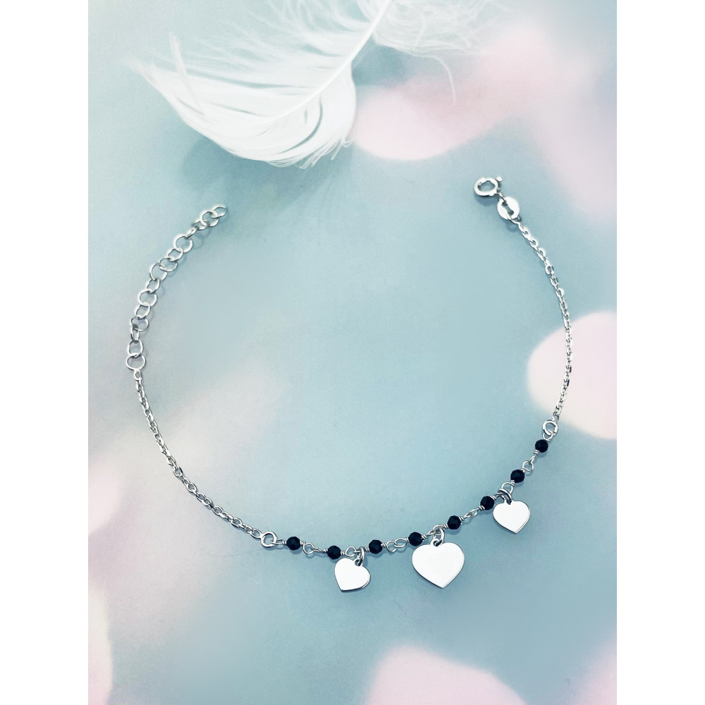 Herz Armband 925 Silber mit Spinel Damen