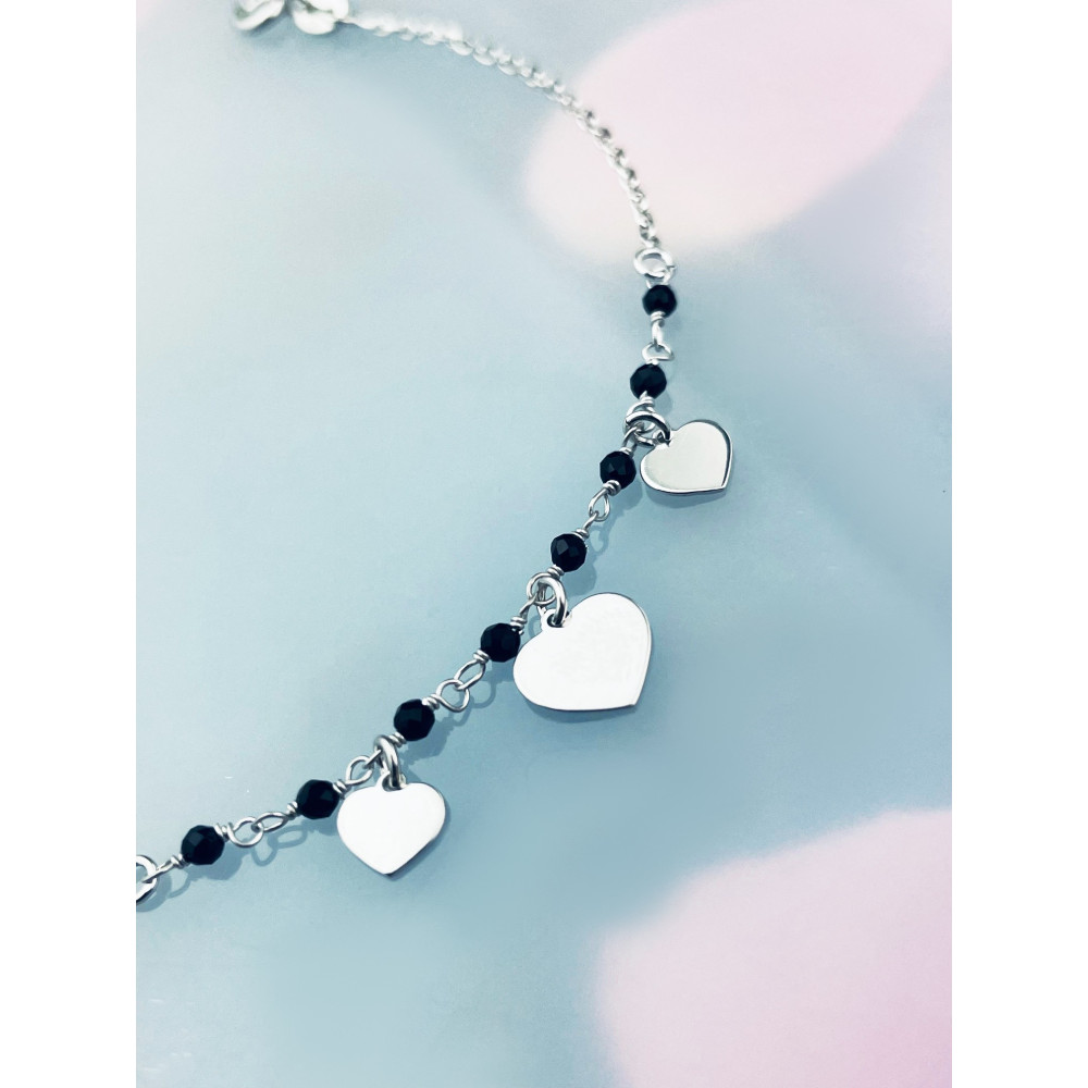 Herz Armband 925 Silber mit Spinel Damen