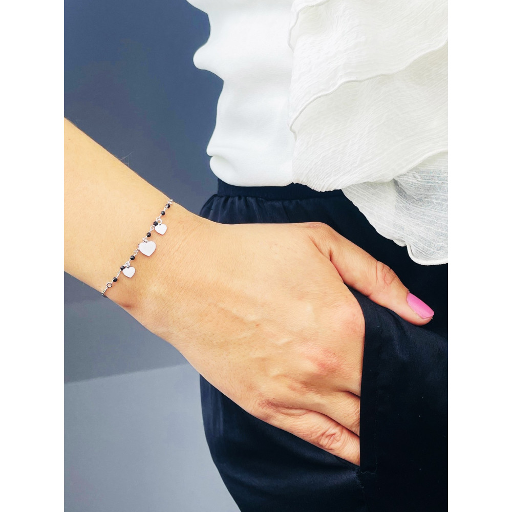 Herz Armband 925 Silber mit Spinel Damen