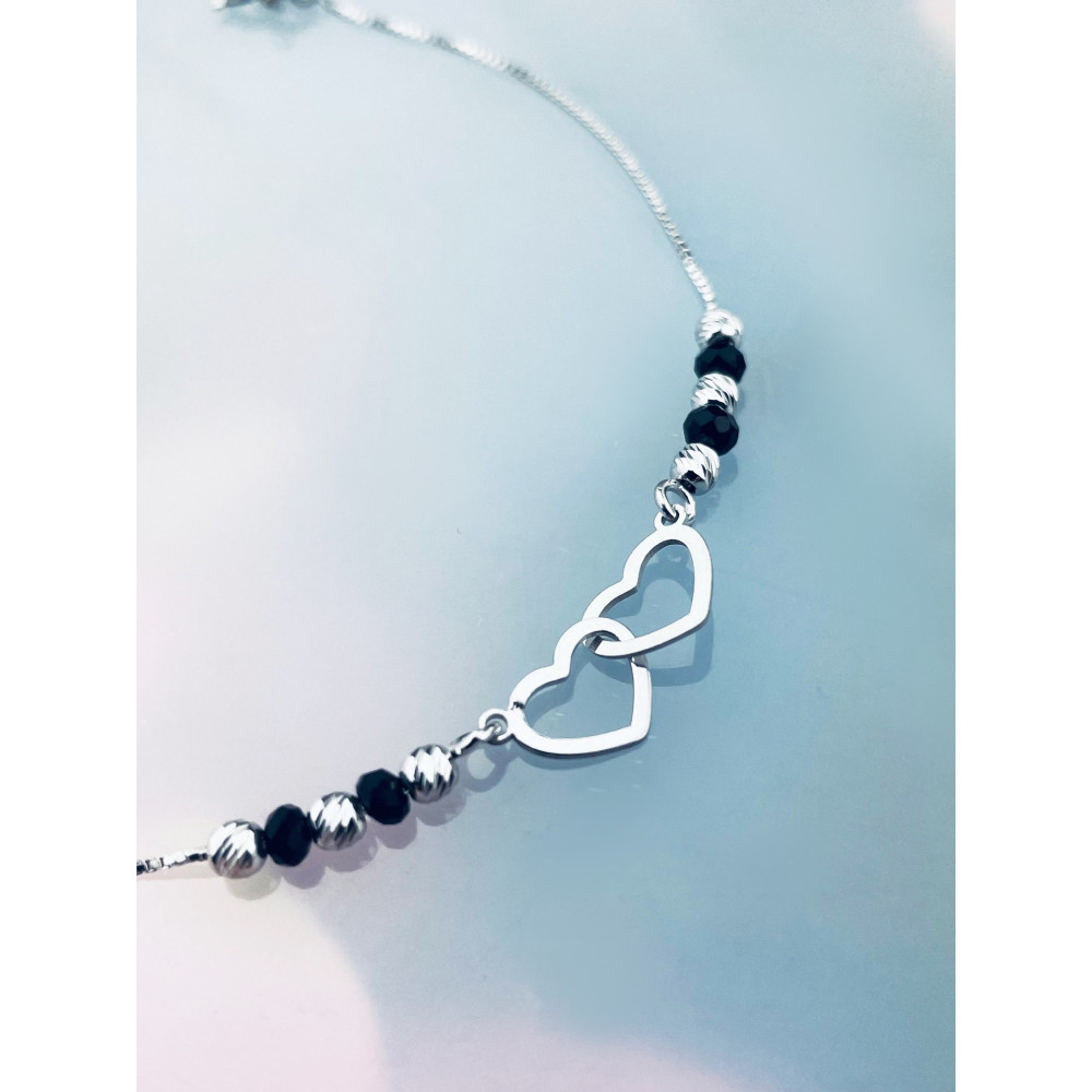 Herz Armband 925 Silber mit Spinel Damen