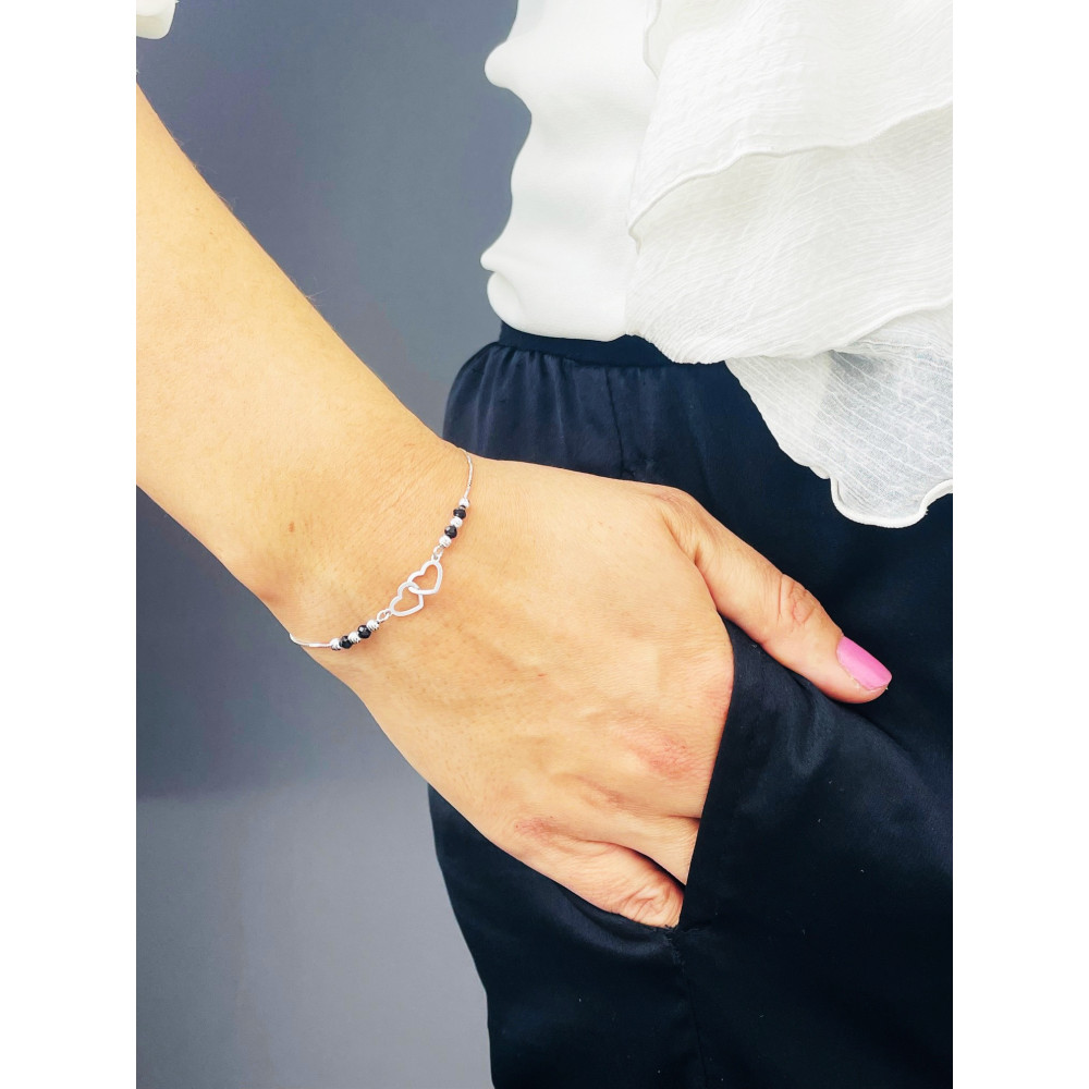 Herz Armband 925 Silber mit Spinel Damen