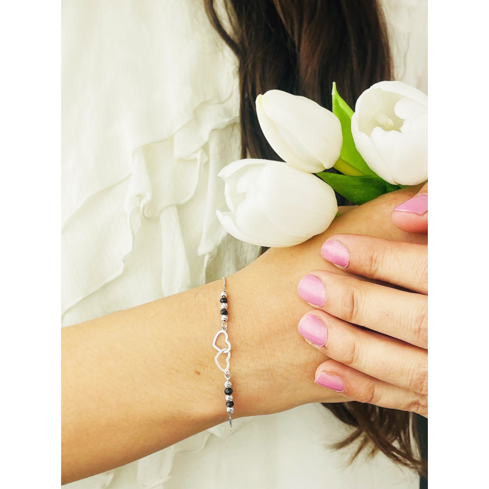 Herz Armband 925 Silber mit Spinel Damen