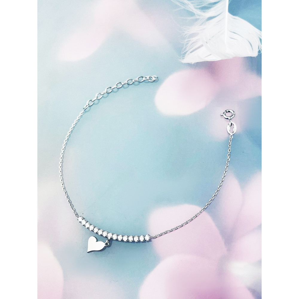 Herz Armband 925 Silber mit Zirkonia Damen