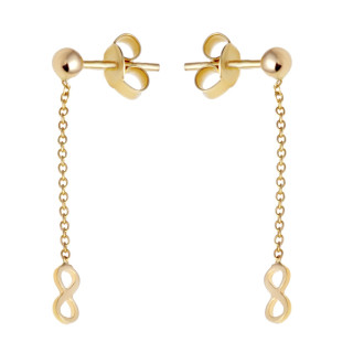 Złote kolczyki wiszące nieskończoność