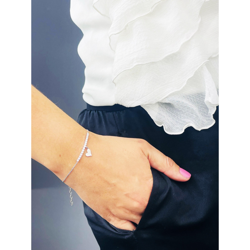 Herz Armband 925 Silber mit Zirkonia Damen