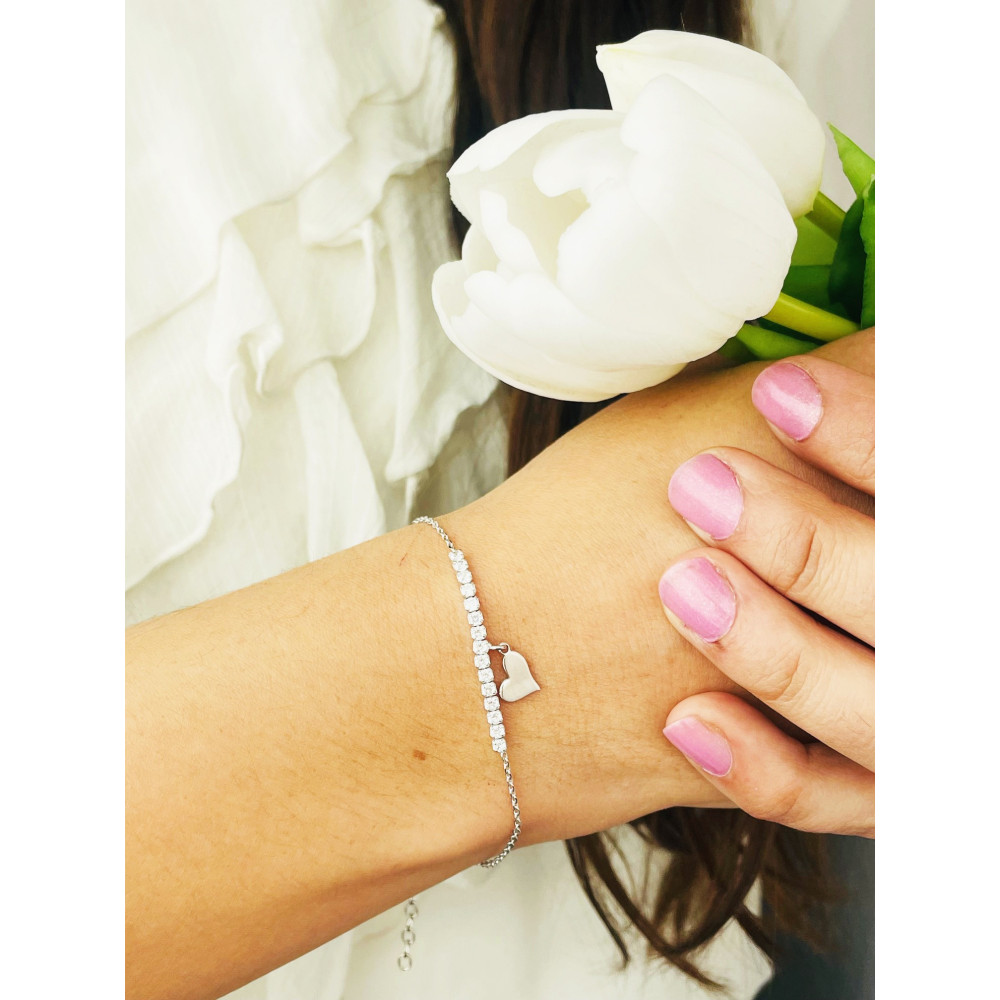 Herz Armband 925 Silber mit Zirkonia Damen