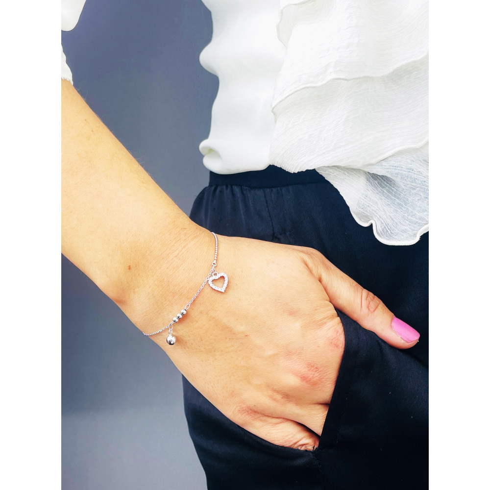 Herz Armband 925 Silber mit Zirkonia Damen