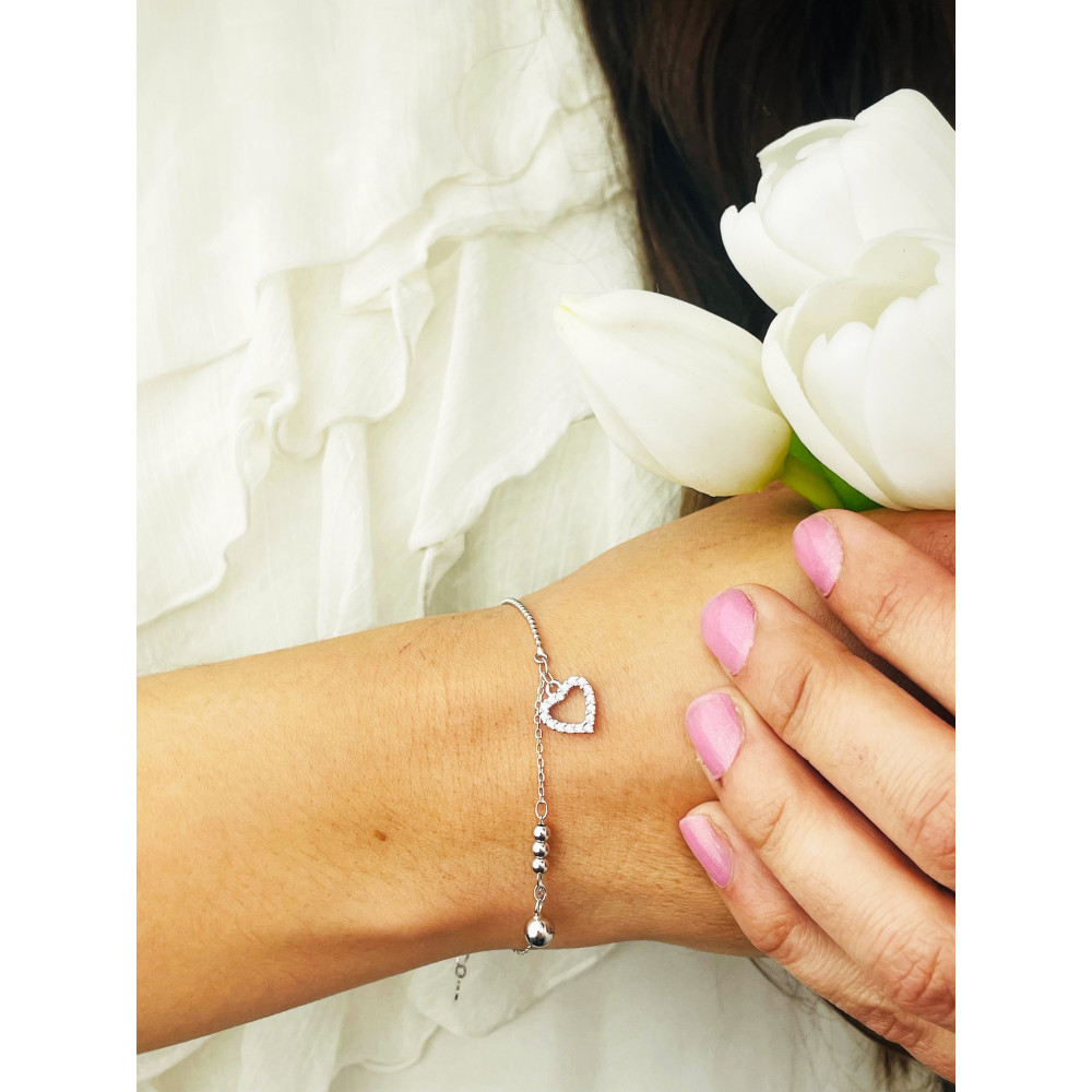 Herz Armband 925 Silber mit Zirkonia Damen
