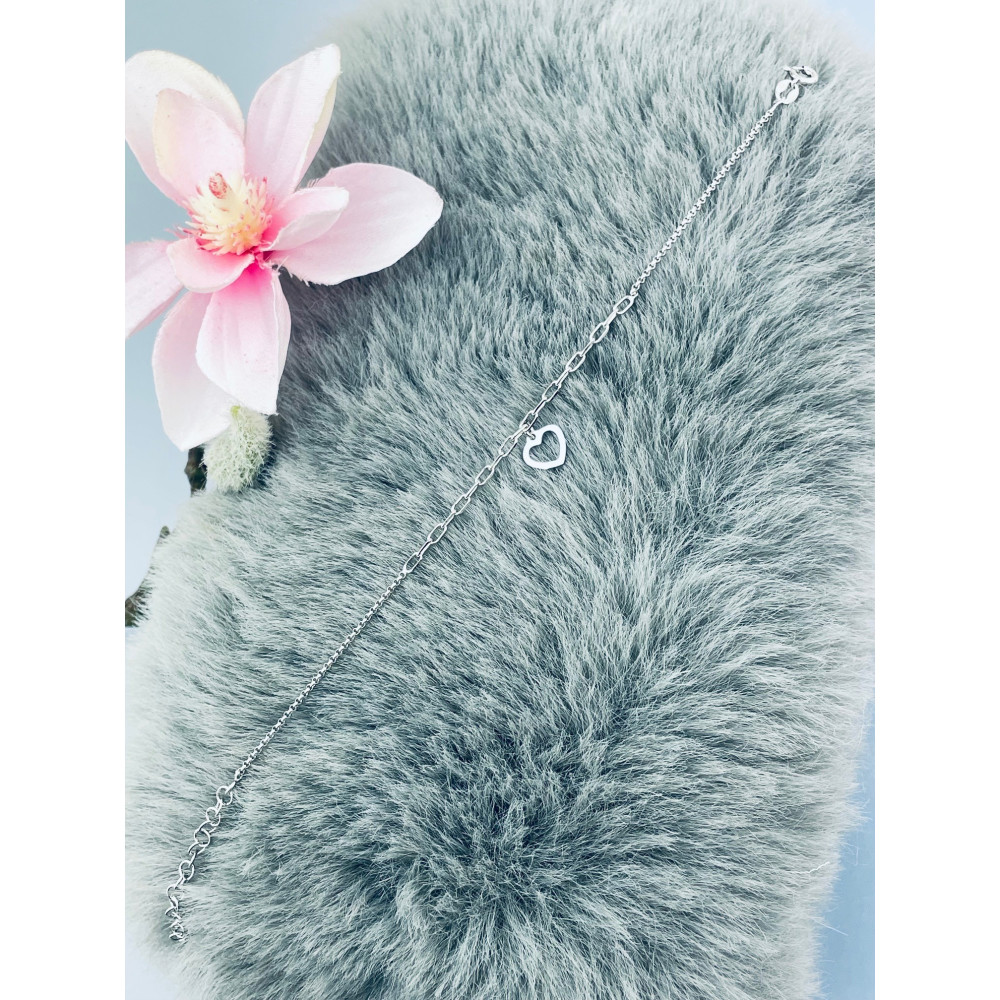 Srebrna bransoletka ankier pancerka serce serduszko