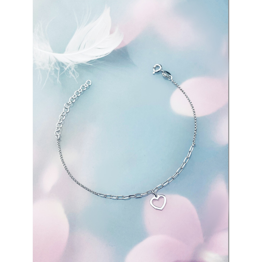 Herz Armband 925 Silber Pancerkette Ankerkette Damen