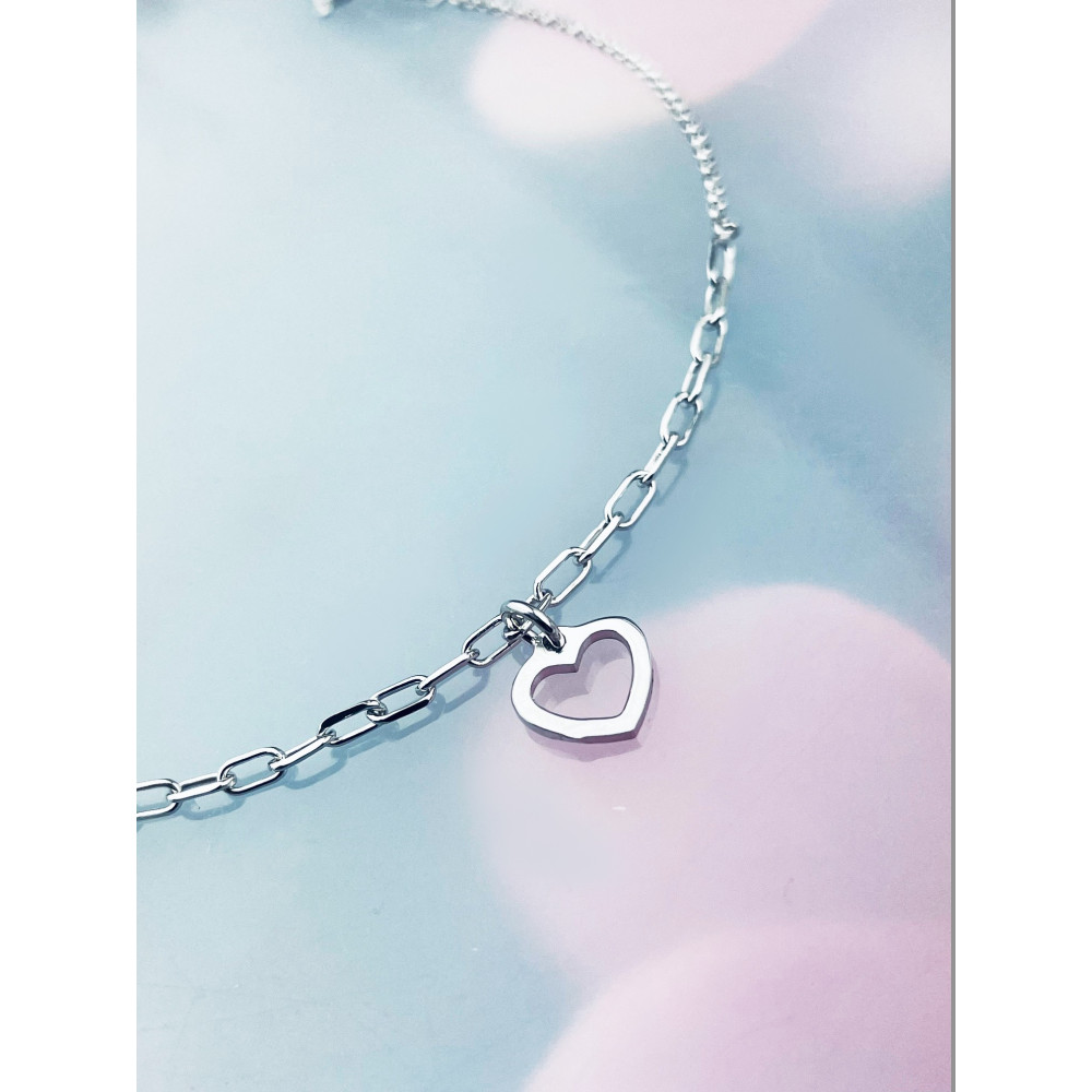 Herz Armband 925 Silber Pancerkette Ankerkette Damen