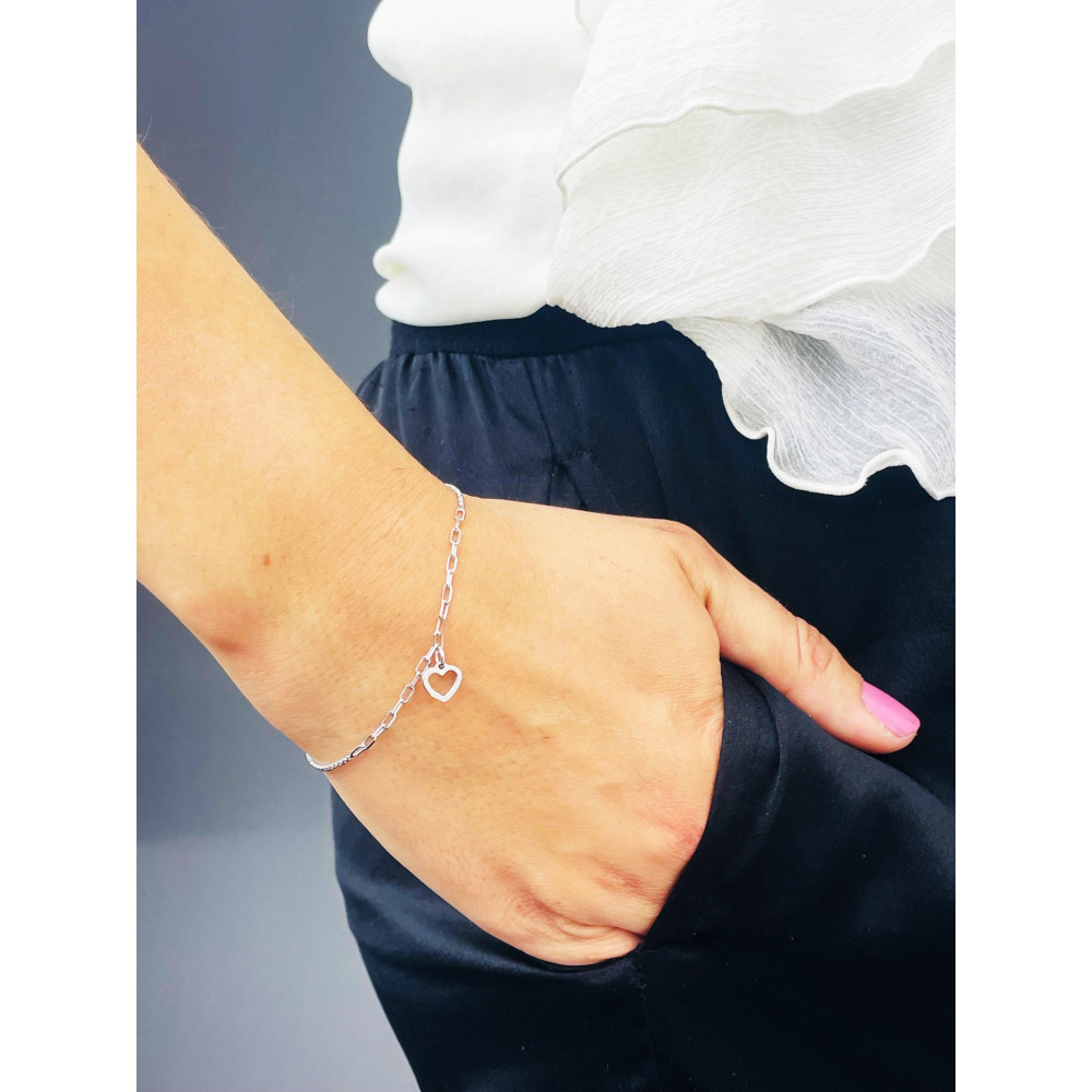 Herz Armband 925 Silber Pancerkette Ankerkette Damen