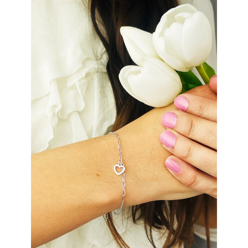 Herz Armband 925 Silber Pancerkette Ankerkette Damen