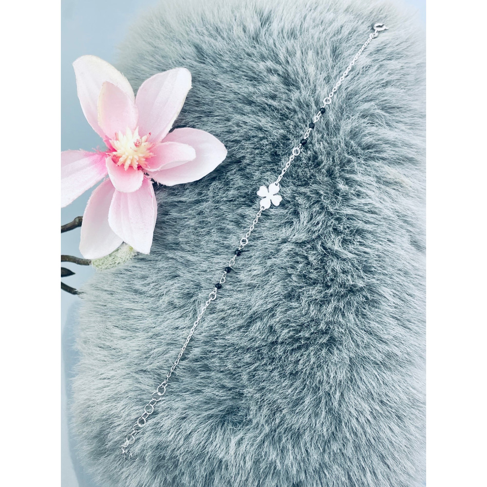 Kleeblatt Armband 925 Silber mit Spinell Damen