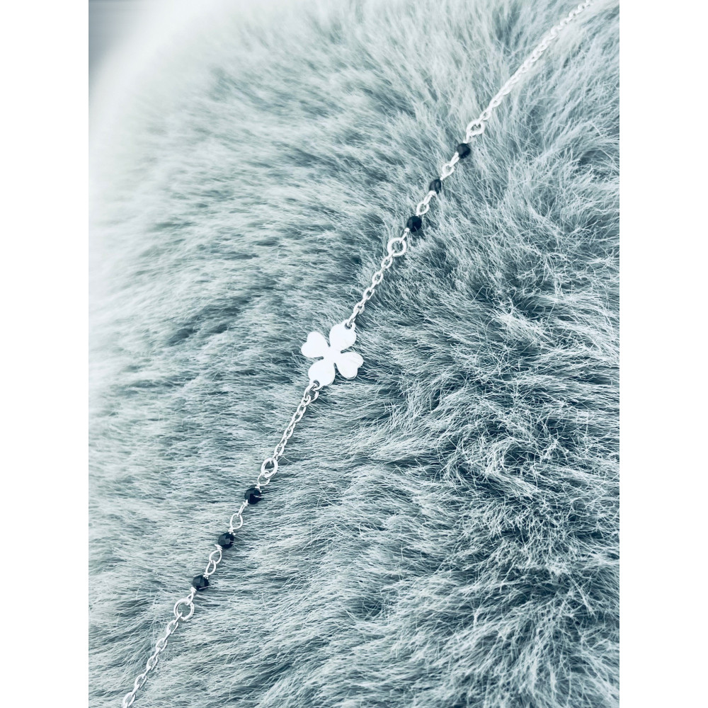 Kleeblatt Armband 925 Silber mit Spinell Damen