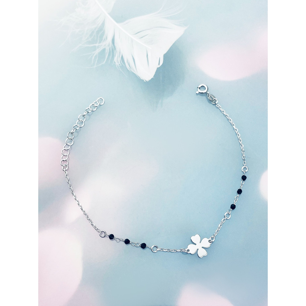 Kleeblatt Armband 925 Silber mit Spinell Damen