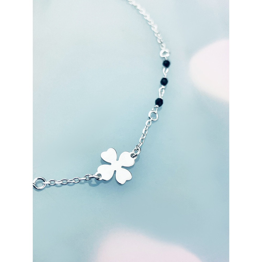 Kleeblatt Armband 925 Silber mit Spinell Damen