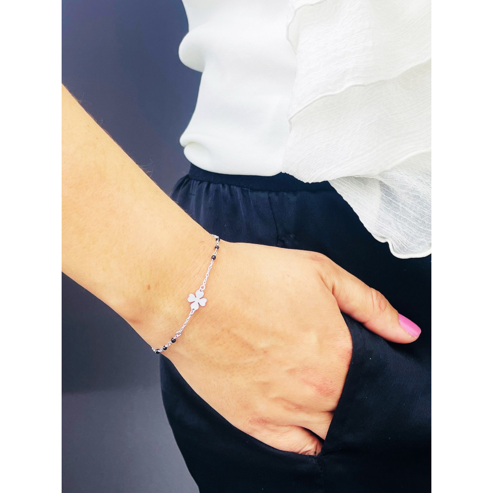Kleeblatt Armband 925 Silber mit Spinell Damen