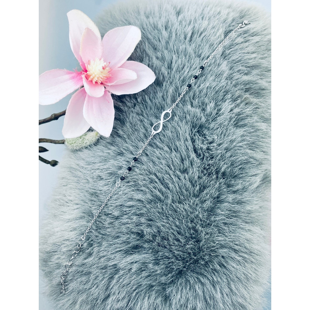 Infinity Armband 925 Silber mit Spinell Damen