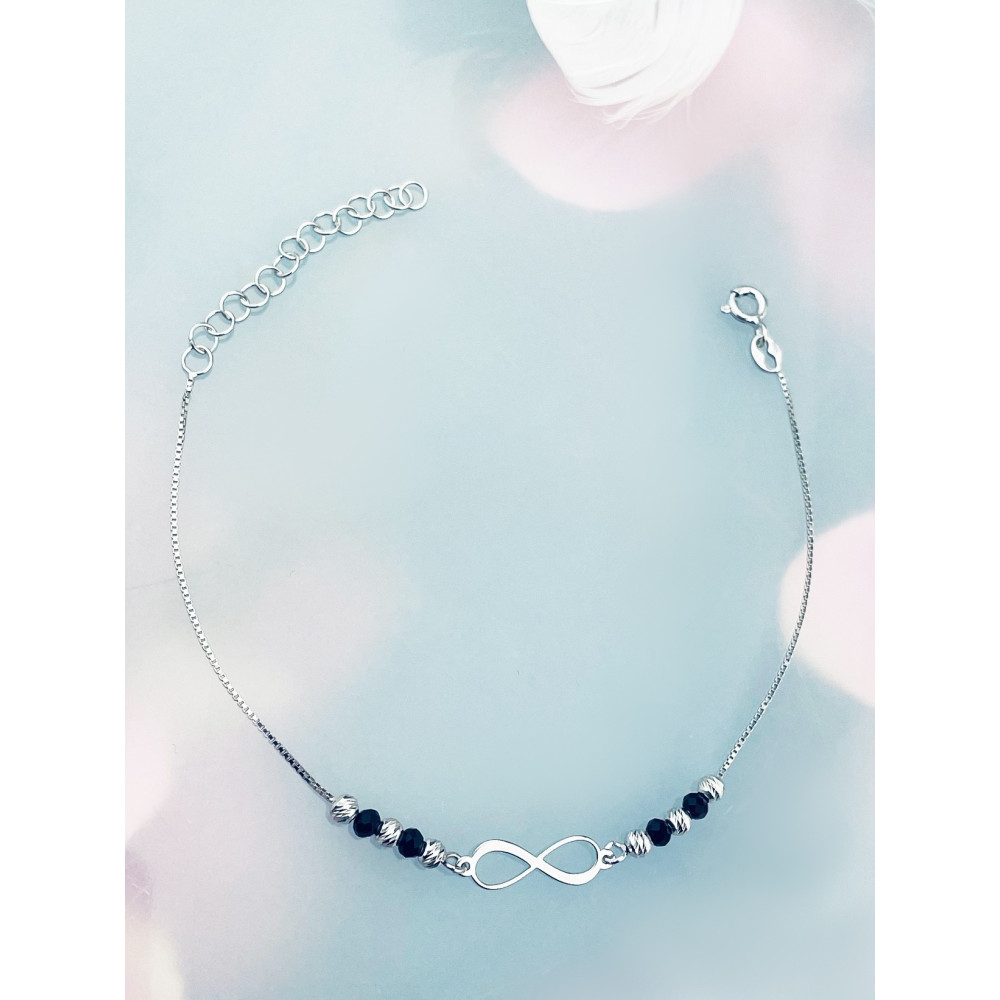 Infinity Armband 925 Silber mit Spinell Damen