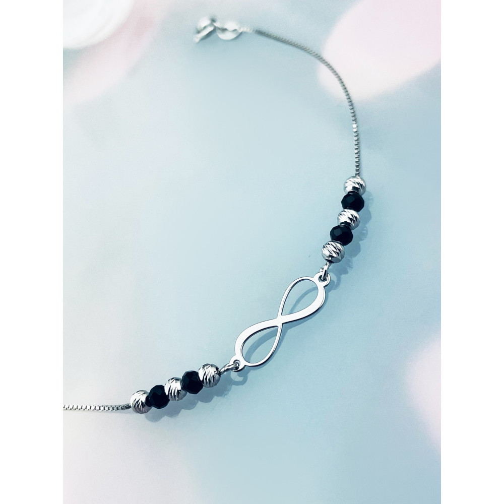 Infinity Armband 925 Silber mit Spinell Damen