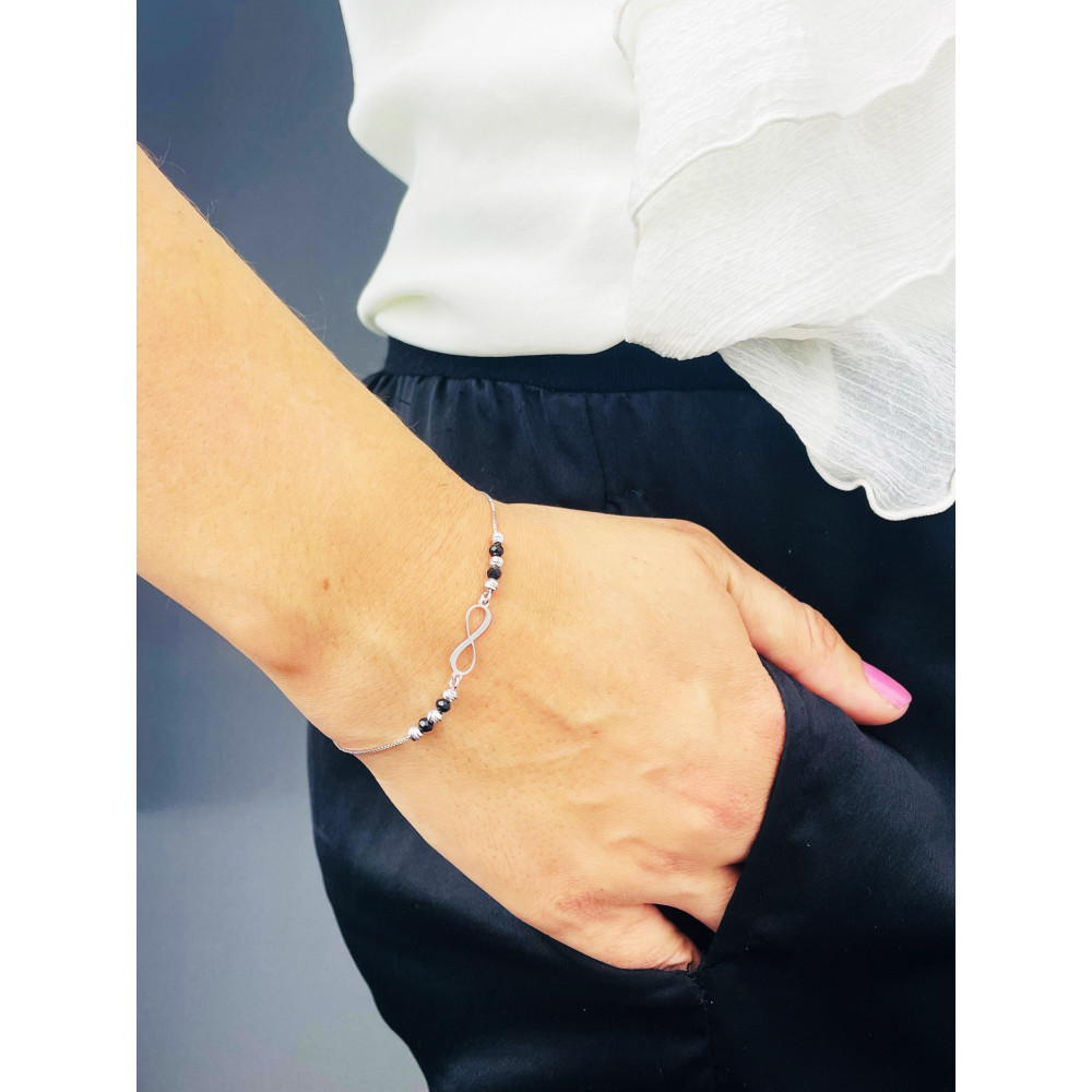Infinity Armband 925 Silber mit Spinell Damen