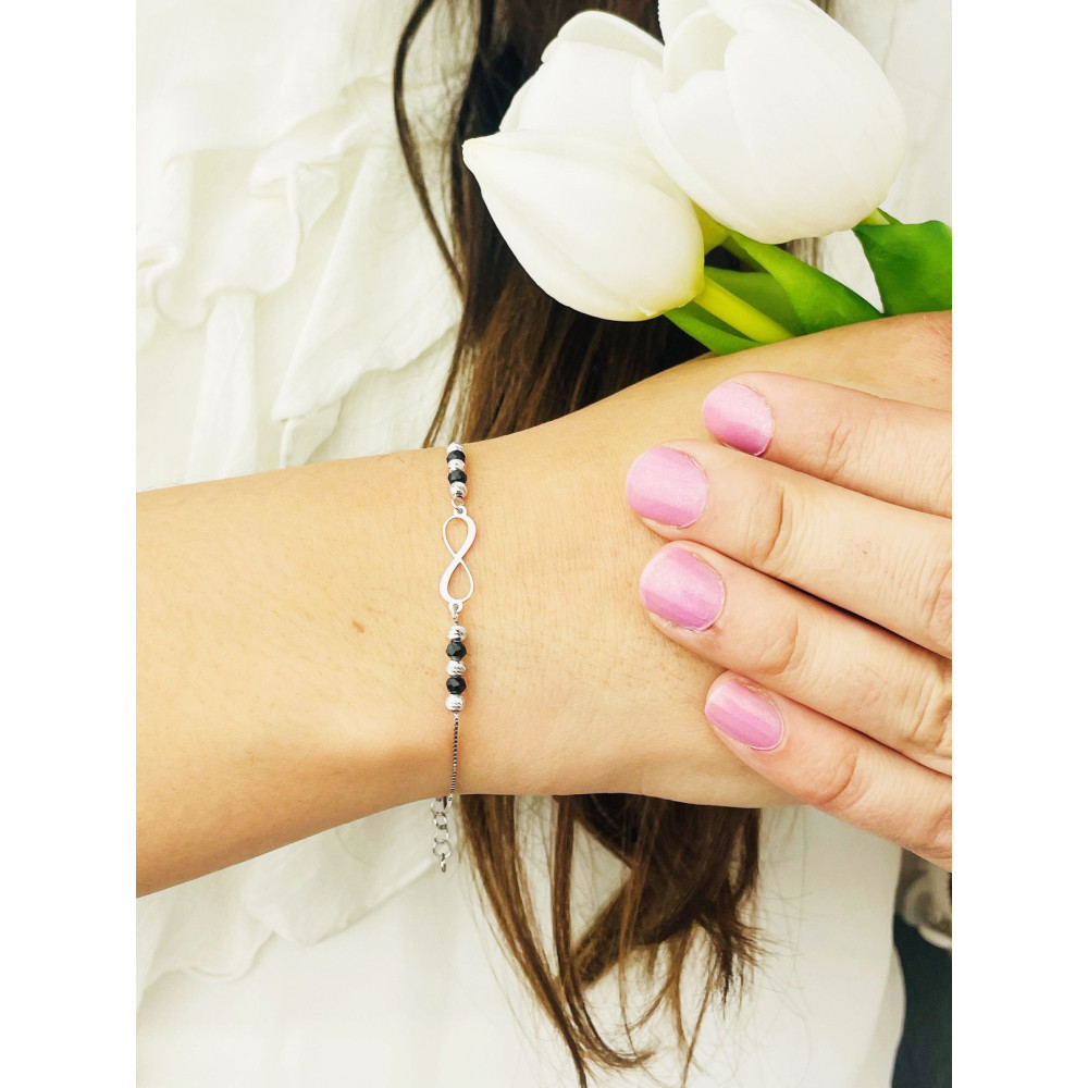 Infinity Armband 925 Silber mit Spinell Damen