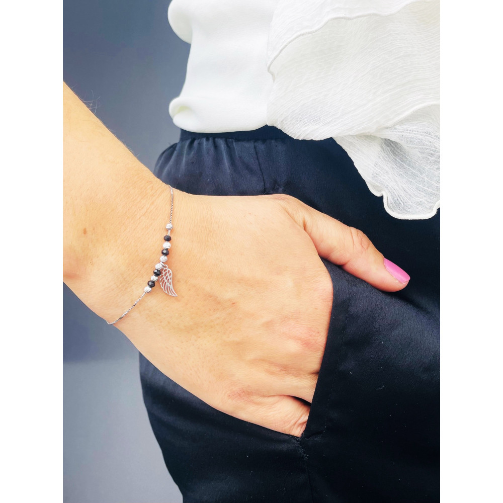 Flügel Armband 925 Silber mit Spinell Damen