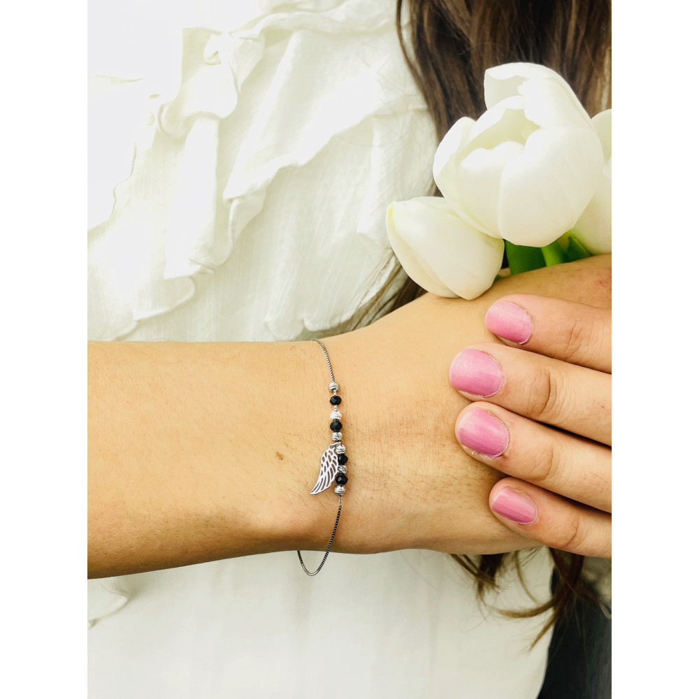 Flügel Armband 925 Silber mit Spinell Damen