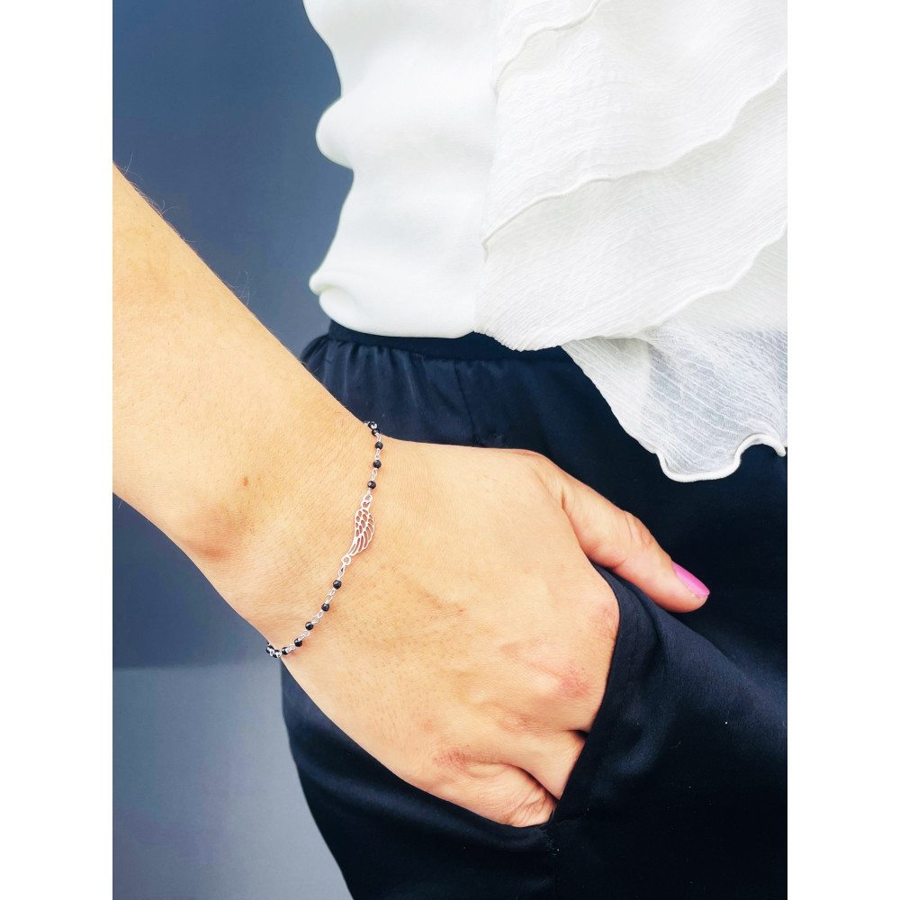 Flügel Armband 925 Silber mit Spinell Damen