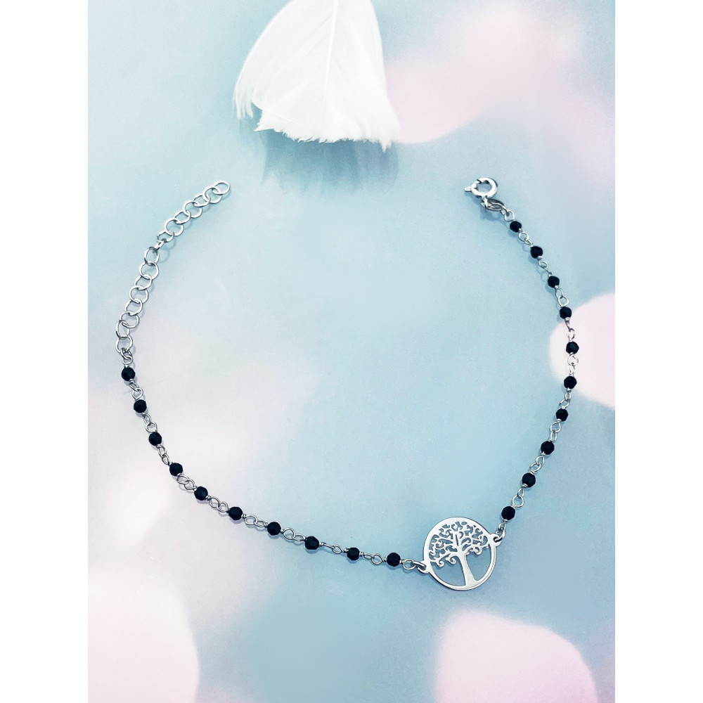 Baum Armband 925 Silber mit Spinell Damen