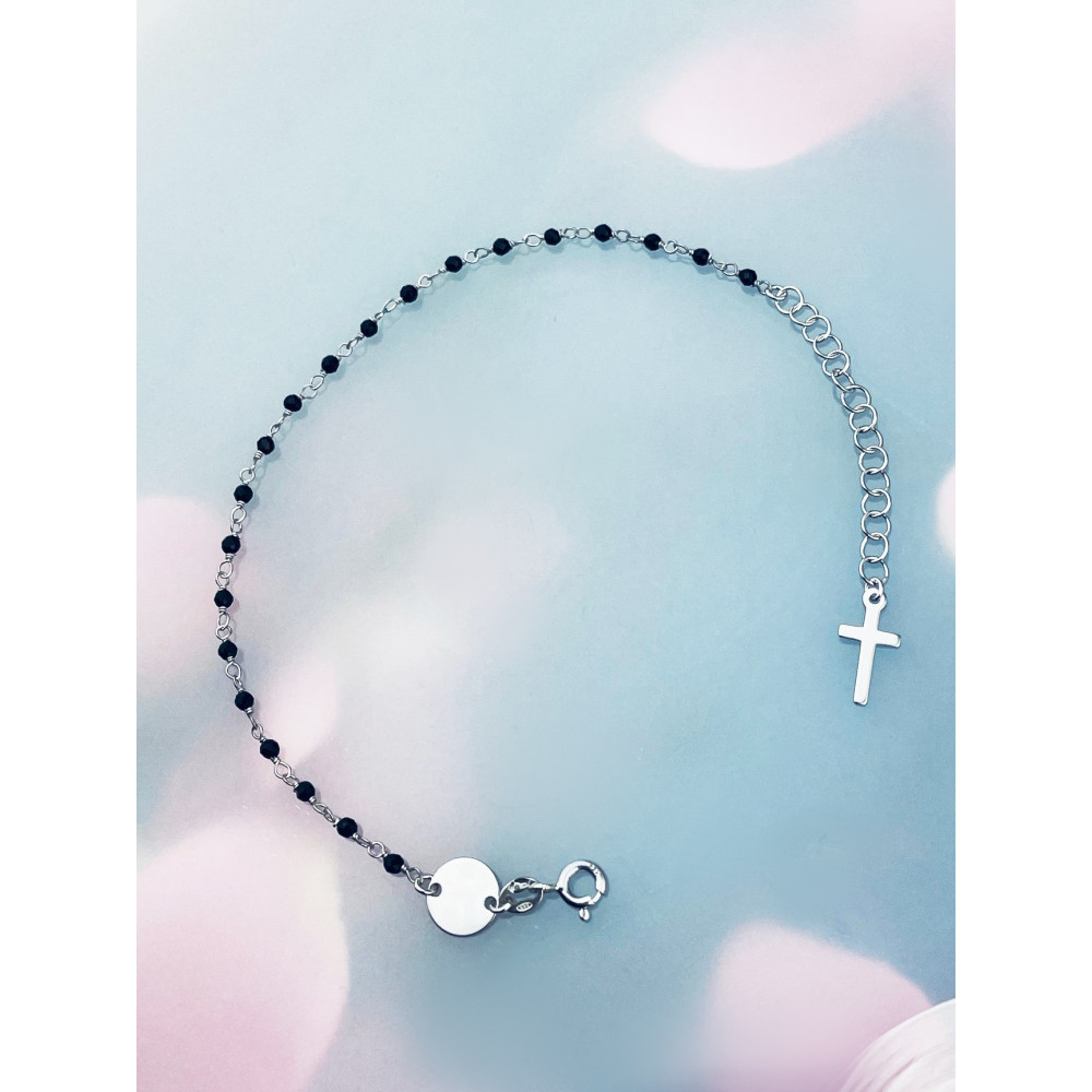 Kreuz Armband 925 Silber mit Spinell Damen