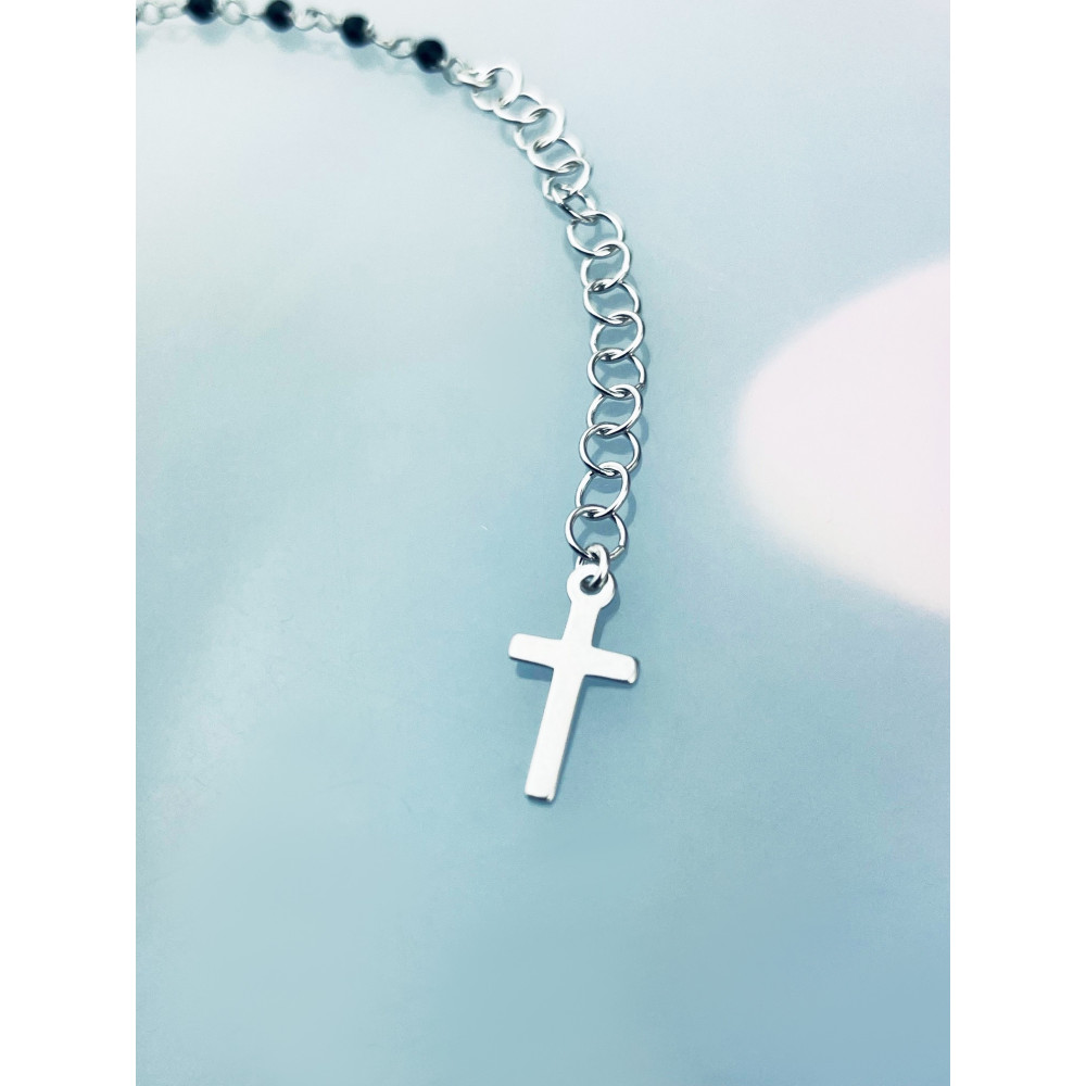 Kreuz Armband 925 Silber mit Spinell Damen