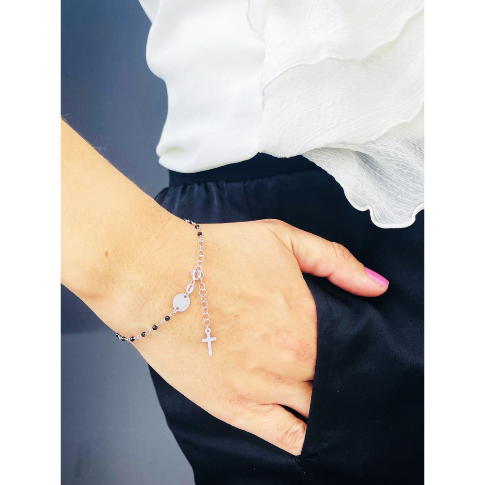 Kreuz Armband 925 Silber mit Spinell Damen