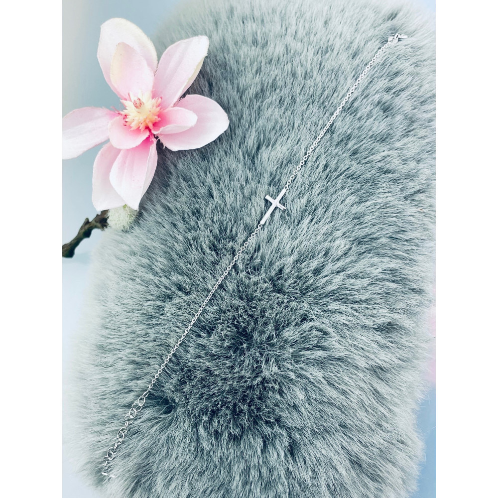 Srebrna bransoletka ankier krzyżyki