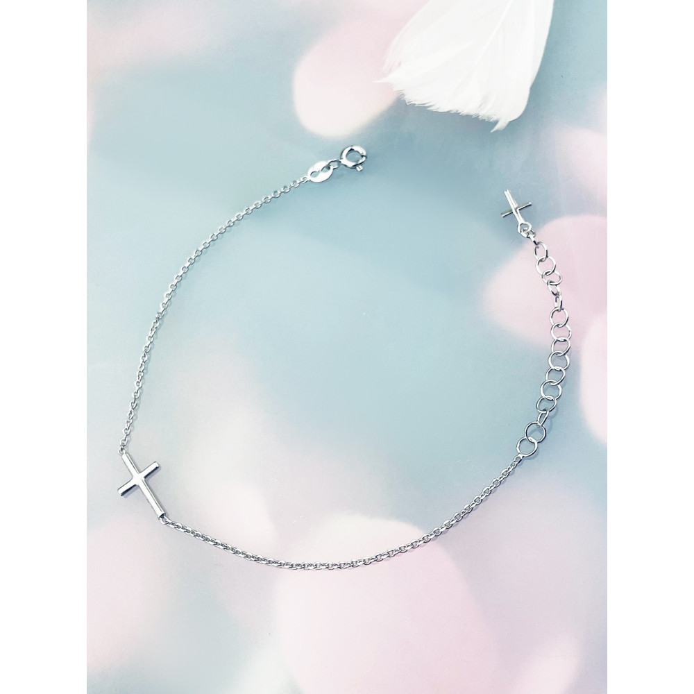 Kreuz 925 Silber Ankerkette Armband