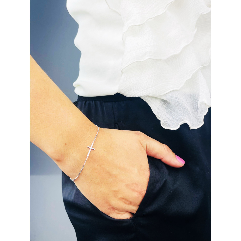 Kreuz 925 Silber Ankerkette Armband