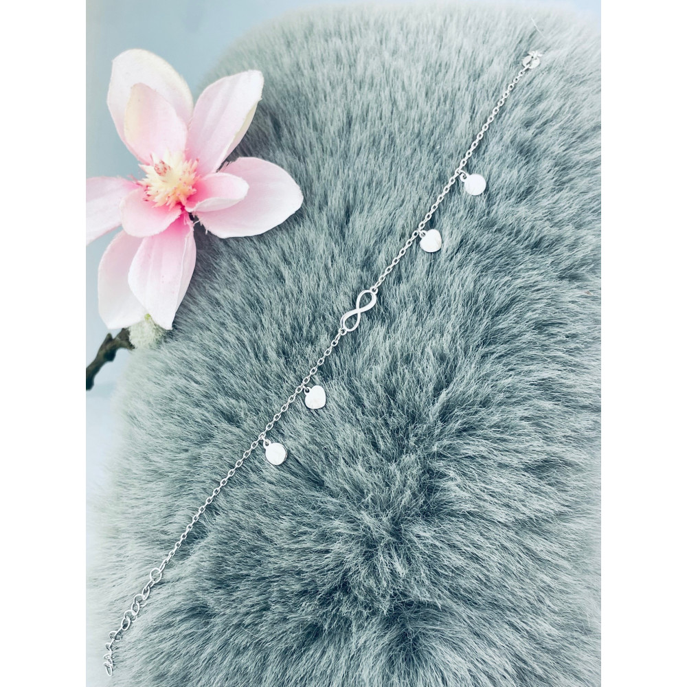 Srebrna bransoletka ankier nieskończoność serduszka kółeczka