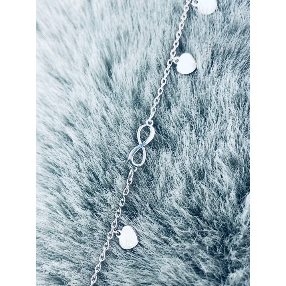 Herz Infinity 925 Silber Ankerkette Armband