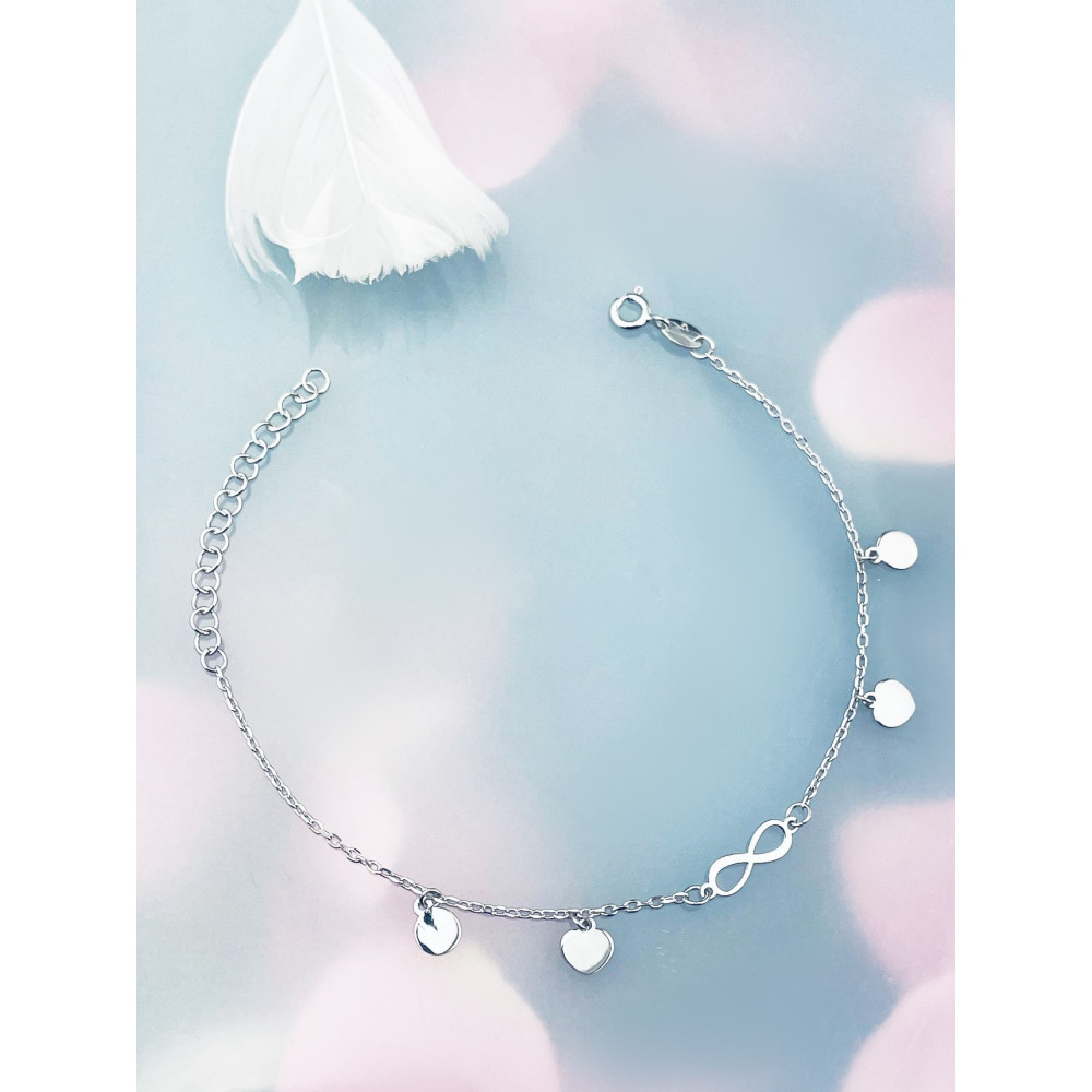 Herz Infinity 925 Silber Ankerkette Armband