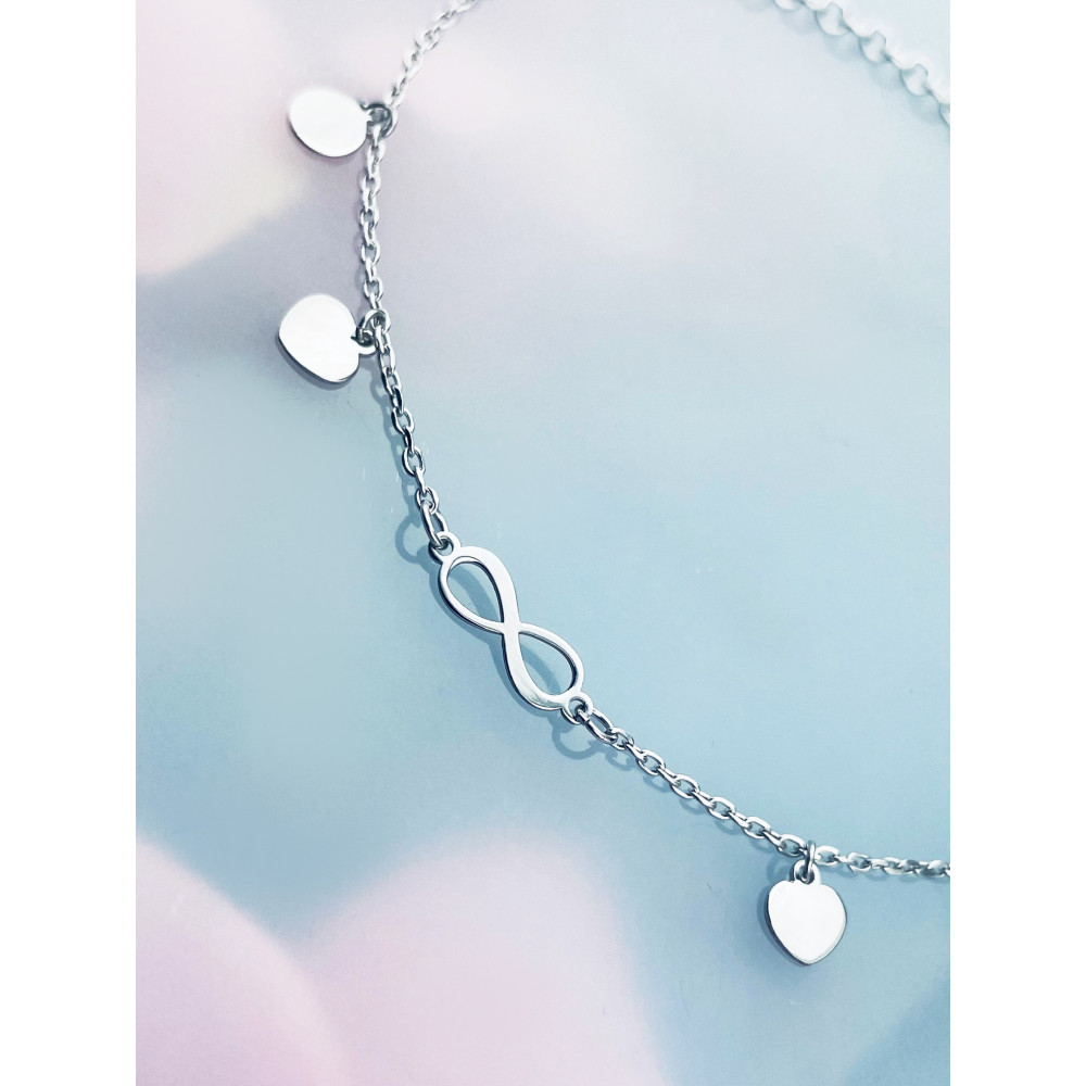 Herz Infinity 925 Silber Ankerkette Armband