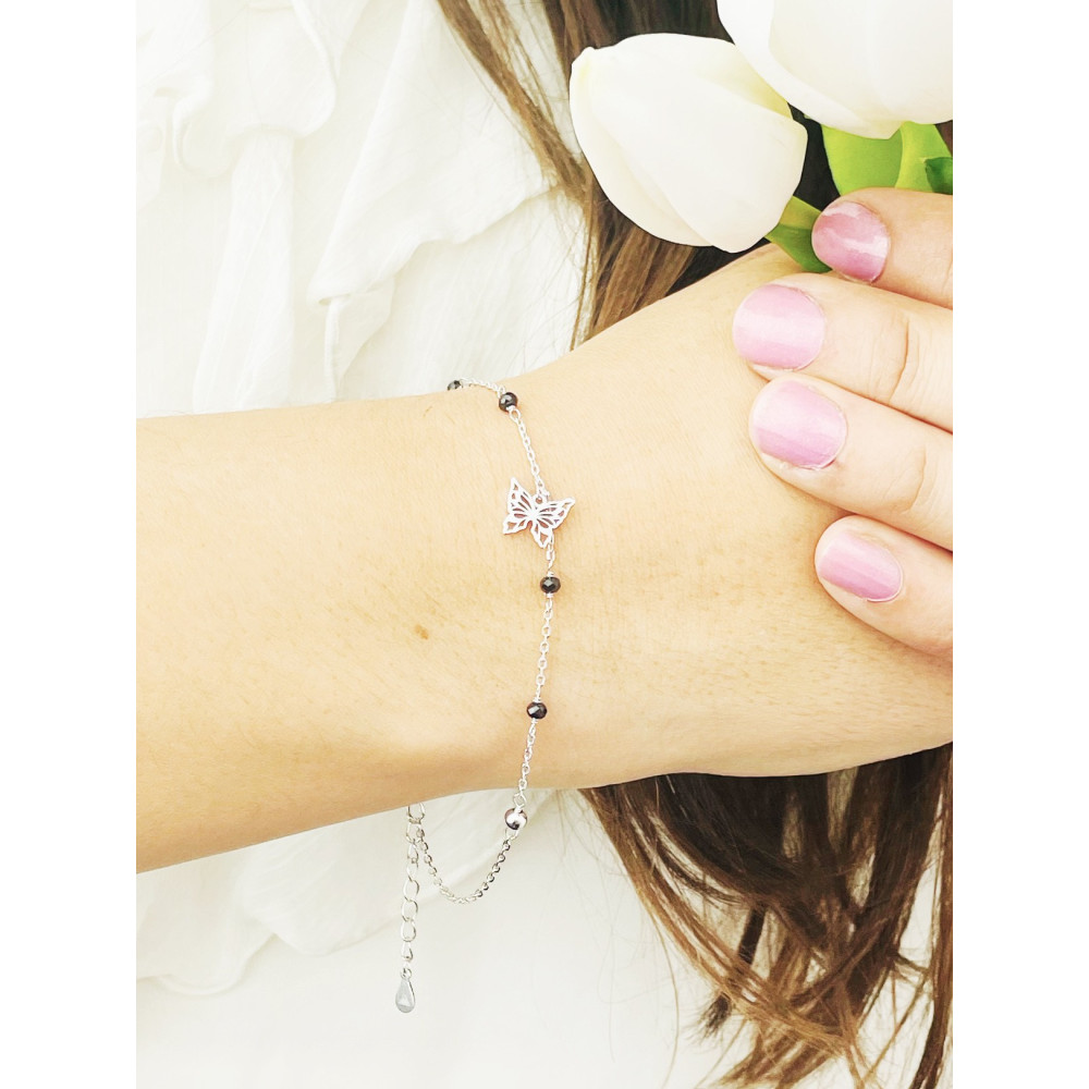 Schmetterling Armband 925 Silber mit Spinell Damen