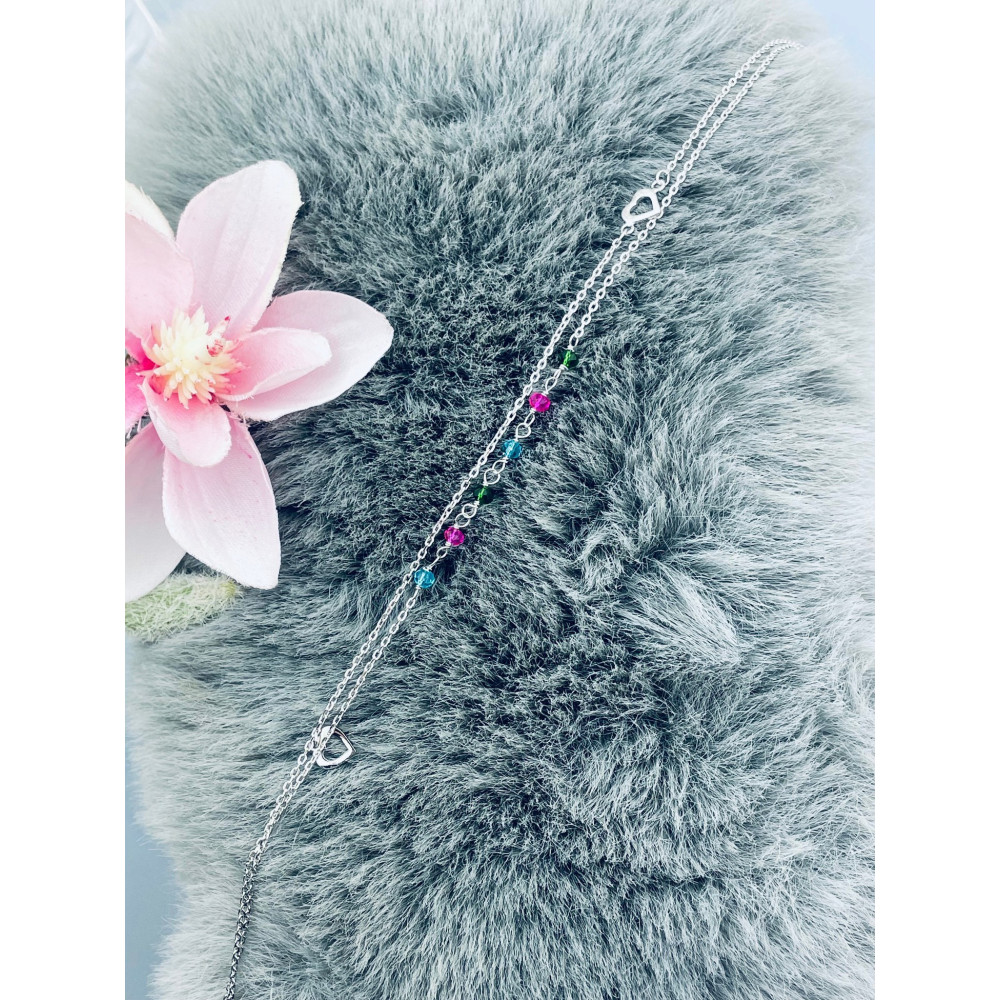 Herz 925 Silber Bein Armband mit Zirkonia