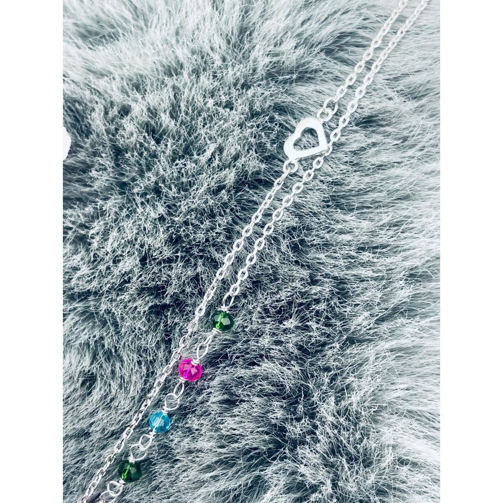 Herz 925 Silber Bein Armband mit Zirkonia