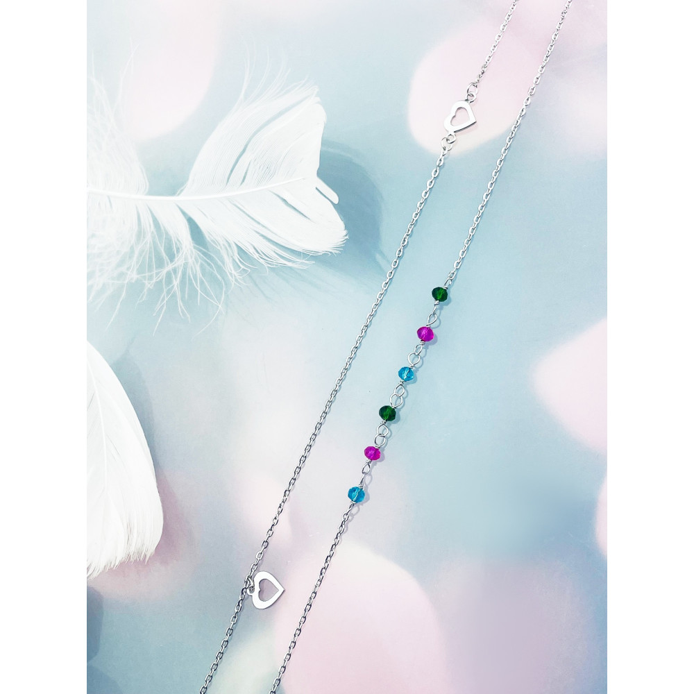 Herz 925 Silber Bein Armband mit Zirkonia