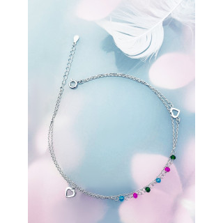 Herz 925 Silber Bein Armband mit Zirkonia