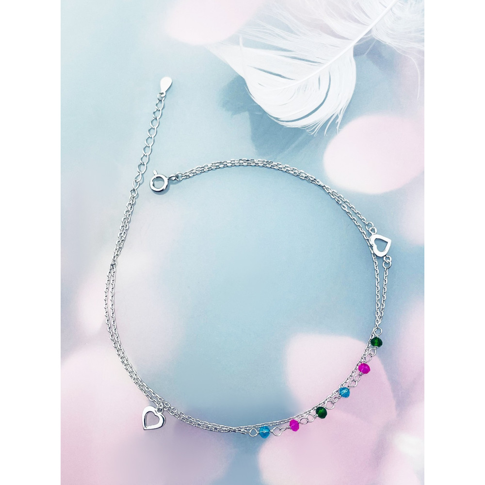 Herz 925 Silber Bein Armband mit Zirkonia