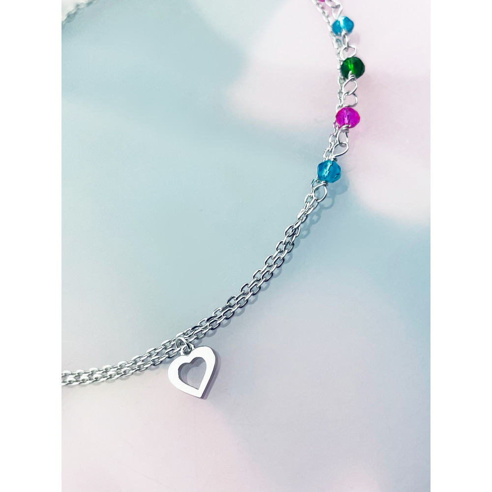 Herz 925 Silber Bein Armband mit Zirkonia