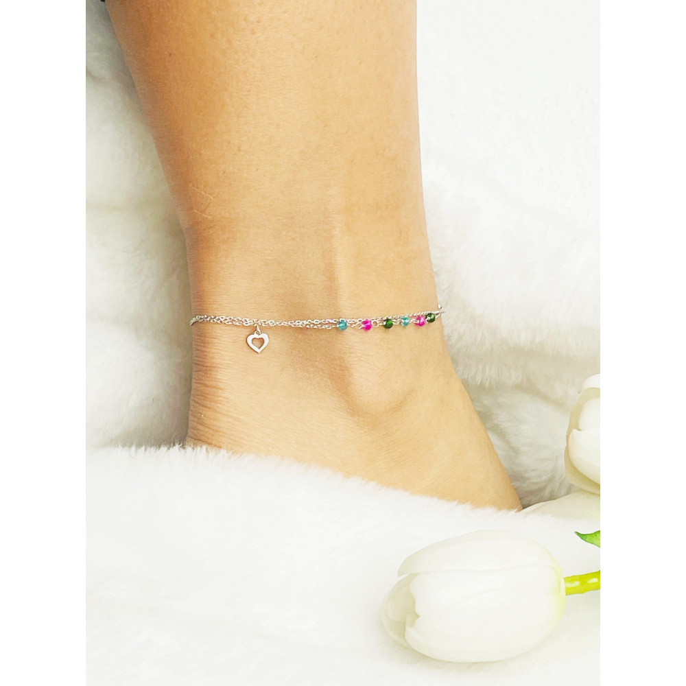 Herz 925 Silber Bein Armband mit Zirkonia